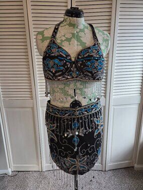 Belly Dance Bra and Belt / Hip Scarf Set